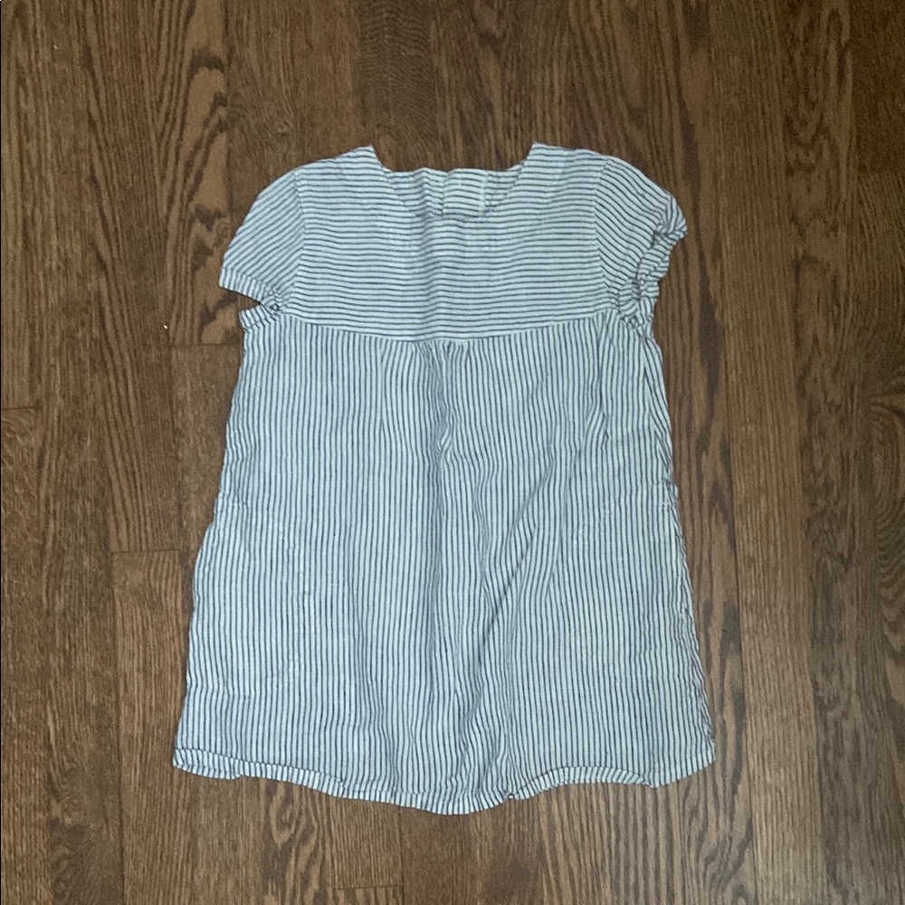 Linen muji Striped Blue and White Kids Casual Dress